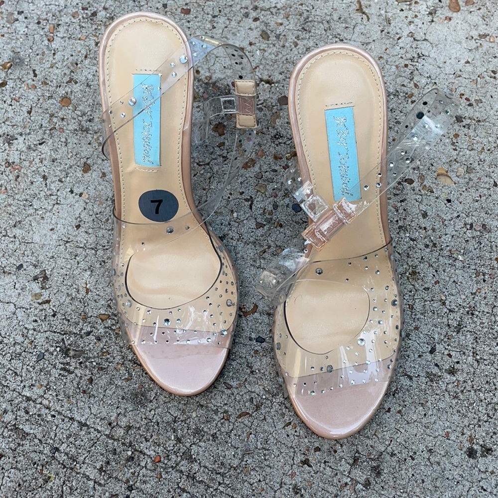 Betsey Johnson Clear Rhinestone Heels